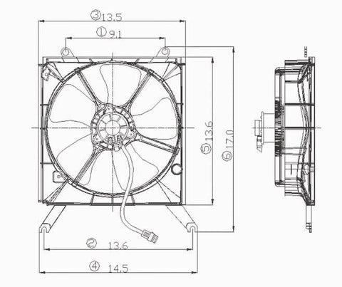 Chevy 95-01 Chevy / Geo Metro/Dodge Sprint Van Radiator Cooling Fan Assembly (1) Pc Replacement 1995,1996,1997,1998,1999,2000,2001