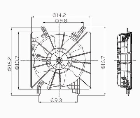 Acura 02-06 Acura Rsx At Radiator Cooling Fan Assembly (1) Pc Replacement 2002,2003,2004,2005,2006