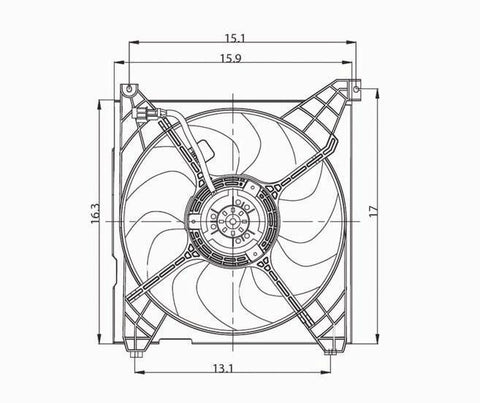 Hyundai 01-06 Hyundai Santa Fe 2.4/2.7L Radiator Cooling Fan Assembly (1) Pc Replacement 2001,2002,2003,2004,2005,2006