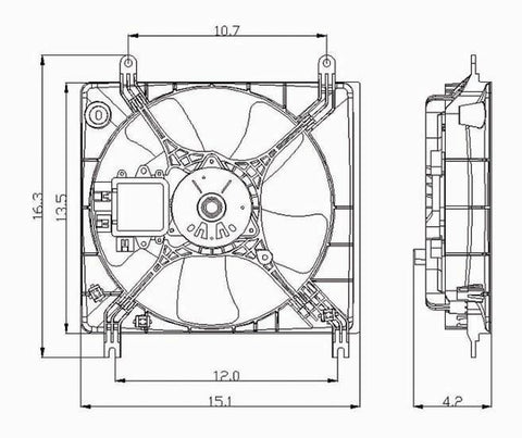 Mitsubishi 02-05 Mitsubishi Eclipse Mt/00-01 Eclipse Radiator Cooling Fan Assembly (1) Pc Replacement 2002,2003,2004,2005