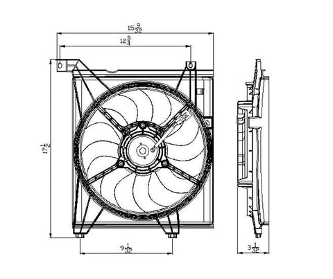 Kia 04-09 Kia Spectra (New Style) Radiator Cooling Fan Assembly (1) Pc Replacement 2004,2005,2006,2007,2008,2009