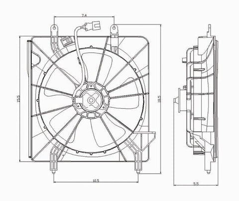 Acura 04-08 Acura T.S.X / Tsx Radiator Cooling Fan Assembly (1) Pc Replacement 2004,2005,2006,2007,2008