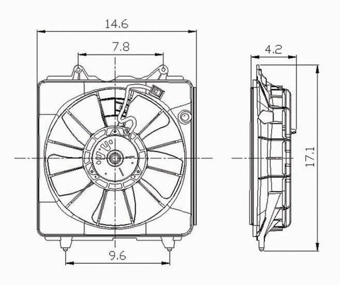 Honda 06-07 Honda Civic Coupe/Sedan W/O Hybrid At 1.8L Radiator Cooling Fan Assembly (1) Pc Replacement 2006,2007