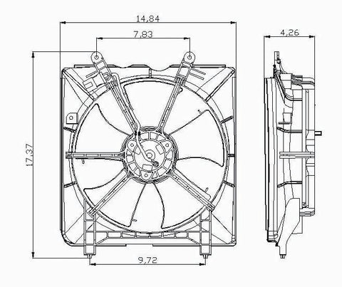 Honda 06-09 Honda Civic Sedan/Coupe W/O Hybrid Mt 1.8L Radiator Cooling Fan Assembly (1) Pc Replacement 2006,2007,2008,2009