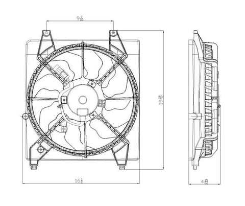 Hyundai 07-08 Hyundai Santa Fe 3.3L Radiator Cooling Fan Assembly (1) Pc Replacement 2007,2008