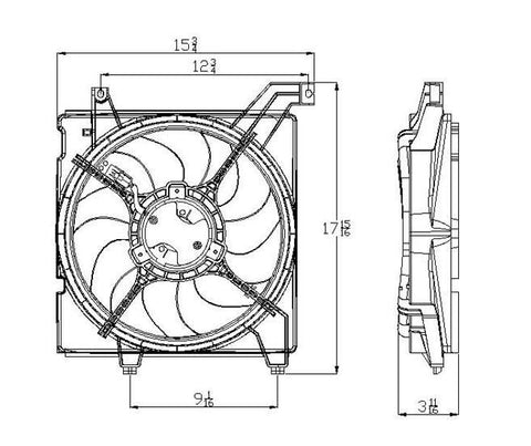 Hyundai 03-08 Hyundai Tiburon 2.7L Radiator Cooling Fan Assembly (1) Pc Replacement 2003,2004,2005,2006,2007,2008