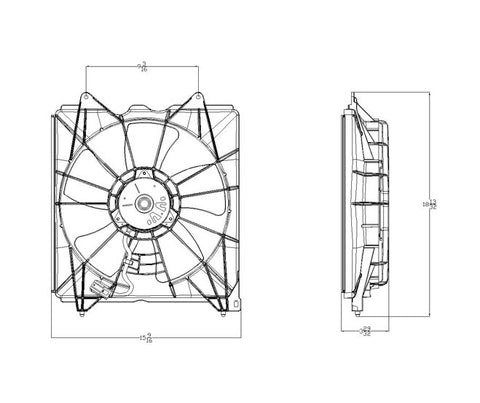 Honda 08-09 Honda Accord L4 (Denso) Radiator Cooling Fan Assembly (1) Pc Replacement 2008,2009
