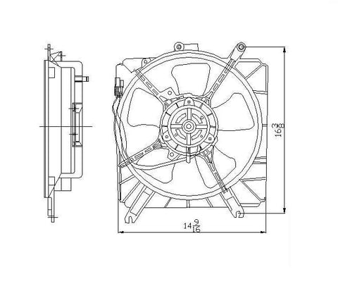 Kia 03-05 Kia Rio 1.6L At Radiator Cooling Fan Assembly (1) Pc Replacement 2003,2004,2005