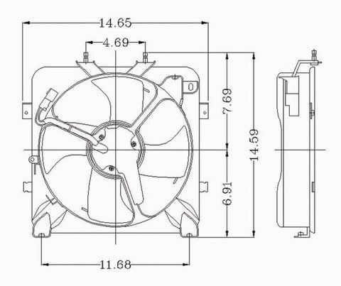 Honda 92-95 Honda Civic/93-97 Honda Dlsol Condenser Cooling Fan Assembly (1) Pc Replacement 1992,1993,1994,1995