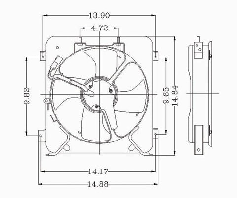 Honda 96-98 Honda Civic Condenser Cooling Fan Assembly (1) Pc Replacement 1996,1997,1998