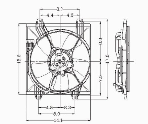 Mitsubishi 94-98 Mitsubishi Galant At Condenser Cooling Fan Assembly (1) Pc Replacement 1994,1995,1996,1997,1998