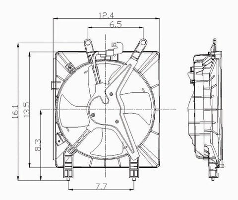 Honda 01-05 Honda Civic Coupe/Sedan (Keihin) Condenser Cooling Fan Assembly (1) Pc Replacement 2001,2002,2003,2004,2005