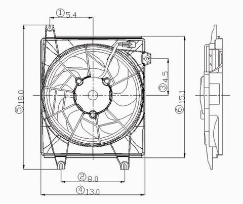 Hyundai 96-00 Hyundai Elantra/97-01 Hyundai Tiburon Condenser Cooling Fan Assembly (1) Pc Replacement 1996,1997,1998,1999,2000