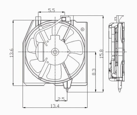 Mazda 01-03 Mazda Protege W/ Ac Condenser Cooling Fan Assembly (1) Pc Replacement 2001,2002,2003