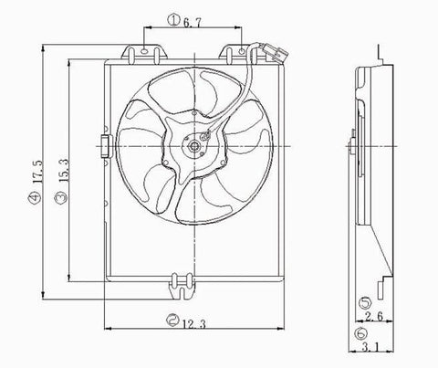 Mitsubishi 97-02 Mitsubishi Mirage Condenser Cooling Fan Assembly (1) Pc Replacement 1997,1998,1999,2000,2001,2002