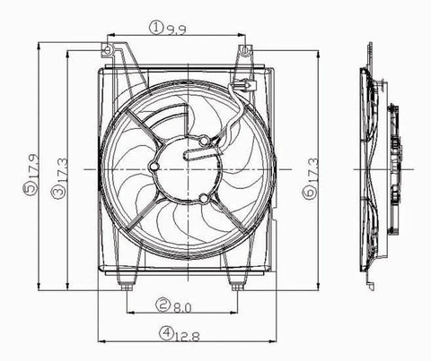 Hyundai 01-06 Hyundai Elantra /03-07 Tiburon Condenser Cooling Fan Assembly (1) Pc Replacement 2001,2002,2003,2004,2005,2006