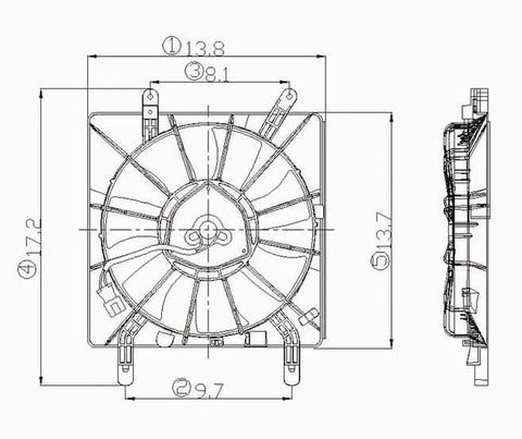 Acura 02-06 Acura Rsx Condenser Cooling Fan Assembly (1) Pc Replacement 2002,2003,2004,2005,2006