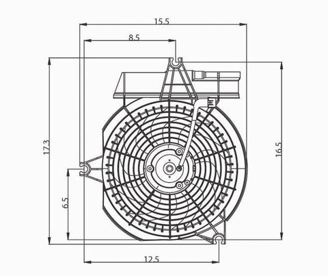 Hyundai 01-06 Hyundai Santa Fe 2.4/2.7L Condenser Cooling Fan Assembly (1) Pc Replacement 2001,2002,2003,2004,2005,2006