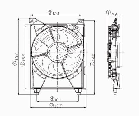 Hyundai 99-05 Hyundai Sonata/01-06 Kia Optima/Magentis Condenser Cooling Fan Assembly (1) Pc Replacement 1999,2000,2001,2002,2003,2004,2005