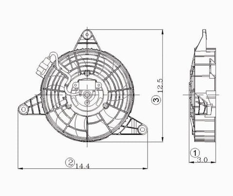 Kia 95-00 Kia Sportage Condenser Cooling Fan Assembly (1) Pc Replacement 1995,1996,1997,1998,1999,2000