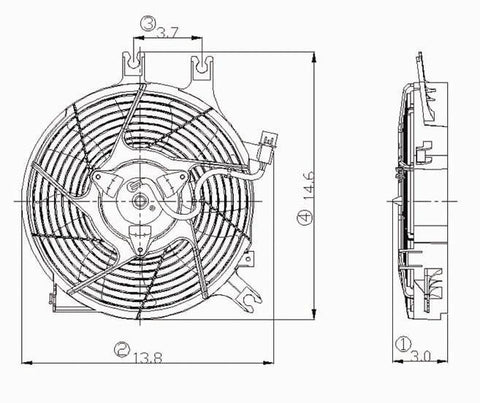 Mitsubishi 98-04 Mitsubishi Montero Sport Condenser Cooling Fan Assembly (1) Pc Replacement 1998,1999,2000,2001,2002,2003,2004