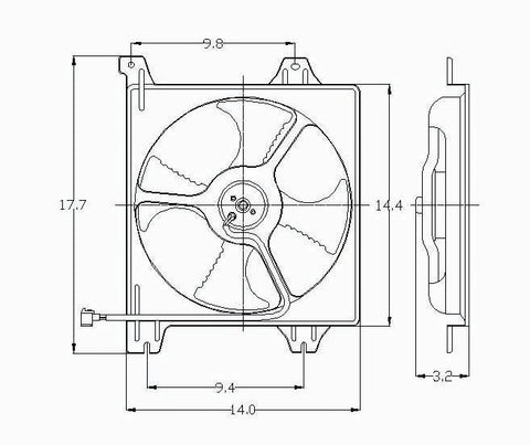 Mitsubishi 99-02 Mitsubishi Galant 2.4/99-03 Mitsubishi Galant 3.0L Condenser Cooling Fan Assembly (1) Pc Replacement 1999,2000,2001,2002