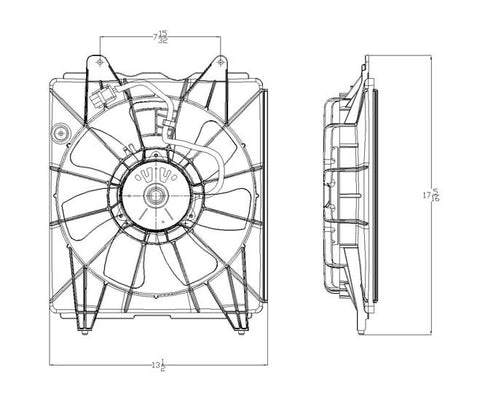 Honda 06-08 Honda Civic Hybrid Condenser Cooling Fan Assembly (1) Pc Replacement 2006,2007,2008