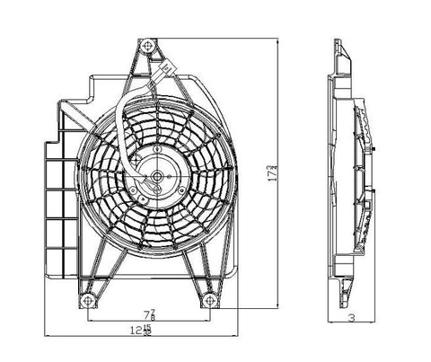 Kia 01-02 Kia Rio Sedan/02 Rio Cinco/R.X-V Condenser Cooling Fan Assembly (1) Pc Replacement 2001,2002