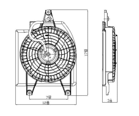 Kia 03-05 Kia Rio Sedan /Cinco / R.X-V Condenser Cooling Fan Assembly (1) Pc Replacement 2003,2004,2005