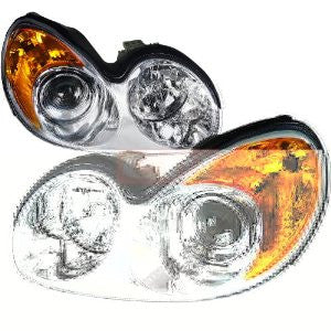 Hyundai 02-04 Sonata Projector Headlight Chrome Housing Performance 1 Set Rh & Lh 2002,2003,2004