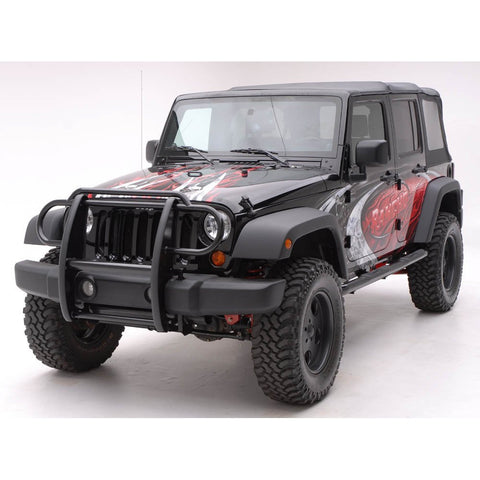Jeep Wrangler 07-10 Jeep Wrangler One Piece Grill/Brush Guard Black Grille Guards & Bull Bars Stainless Products Performance 2007,2008,2009,2010