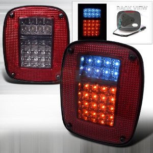 Jeep 87-06 Wrangler Led Tail Light Red Smoke