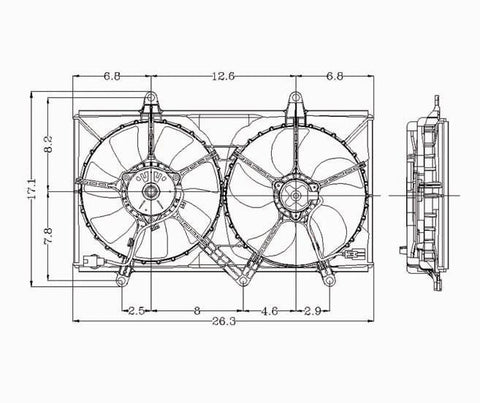 Toyota 98-02 Toyota Corolla Radiator & Condenser Cooling Fan Assembly (1) Pc Replacement 1998,1999,2000,2001,2002
