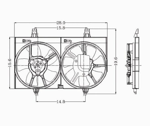 Nissan 00-01 Nissan Sentra 1.8/2.0L W/ Ac Radiator & Condenser Cooling Fan Assembly (1) Pc Replacement 2000,2001