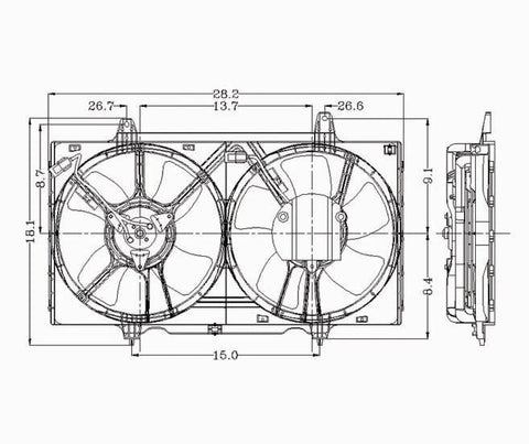 Nissan 93-97 Nissan Altima Radiator & Condenser Cooling Fan Assembly (1) Pc Replacement 1993,1994,1995,1996,1997