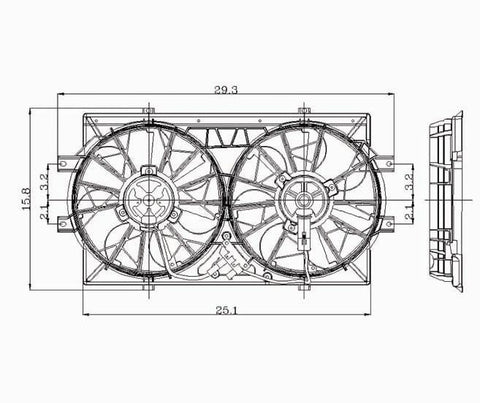 Chrysler 93-97 Chrysler Concord/Eg Vison/Dodge Intrepid Radiator & Condenser Cooling Fan Assembly (1) Pc Replacement 1993,1994,1995,1996,1997