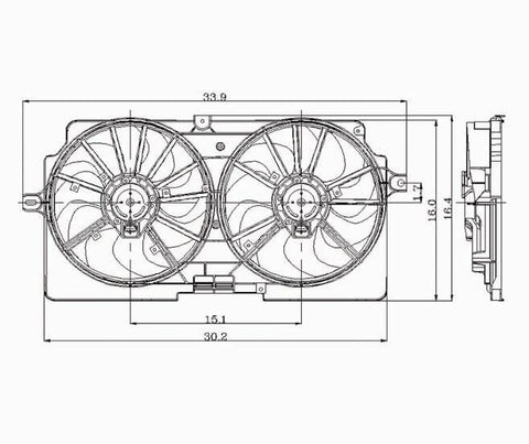 Buick 99-99 Buick Century/Regal 3.1L Radiator & Condenser Cooling Fan Assembly (1) Pc Replacement 1999