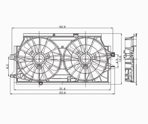 Buick 00-01 Buick Century/Regal 3.1/3.8L Radiator & Condenser Cooling Fan Assembly (1) Pc Replacement 2000,2001