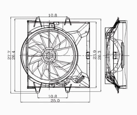 Jeep 99-03 Jeep Grand Cherokee 4.0L W/O Tow Radiator & Condenser (S) Cooling Fan Assembly (1) Pc Replacement 1999,2000,2001,2002,2003