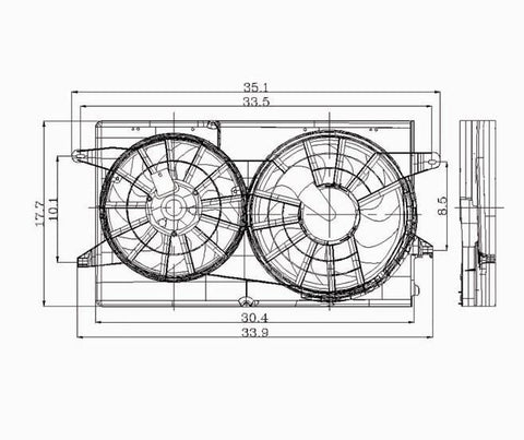 Ford 95-98 Ford Windstar Radiator & Condenser Cooling Fan Assembly (1) Pc Replacement 1995,1996,1997,1998