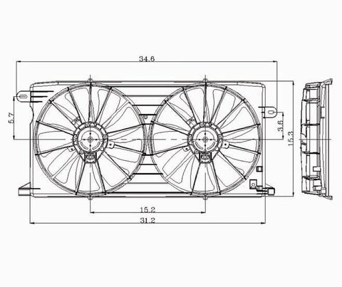 Buick 00-05 Buick Le Sabre/ Lesabre/00-05 Pontiac Bonneville Radiator & Condenser Cooling Fan Assembly (1) Pc Replacement 2000,2001,2002,2003,2004,2005