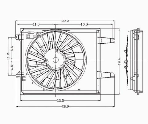 Nissan 93-95 Nissan Quest/Mercury Villager (Std) Radiator & Condenser (S) Cooling Fan Assembly (1) Pc Replacement 1993,1994, 1995