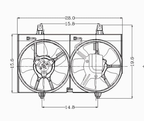 Nissan 00-01 Nissan Maxima Radiator & Condenser Cooling Fan Assembly (1) Pc Replacement 2000,2001