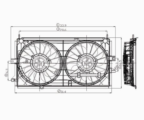 Chevy 00-03 Chevy Impala/Monte Carlo 3.4/3.8L V6 (Std) Radiator & Condenser Cooling Fan Assembly (1) Pc Replacement 2000,2001,2002,2003