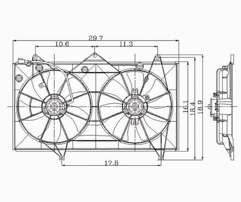 Toyota 02-06 Toyota Camry L4 (Us Built) Radiator & Condenser Cooling Fan Assembly (1) Pc Replacement 2002,2003,2004,2005,2006