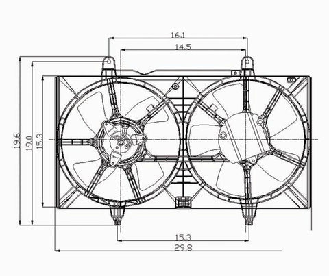 Nissan 02-06 Nissan Altima/ 04-08 Nissan Maxima Radiator & Condenser Cooling Fan Assembly (1) Pc Replacement 2002,2003,2004,2005,2006