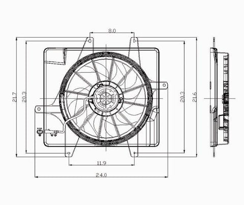 Chrysler 01-05 Chrysler Pt Cruiser 2.0/2.4L W/O Turbo Radiator & Condenser (S) Cooling Fan Assembly (1) Pc Replacement 2001,2002,2003,2004,2005