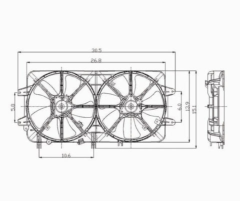 Mazda 00-02 Mazda 626 2.0L W/ Ac Radiator & Condenser Cooling Fan Assembly (1) Pc Replacement 2000,2001,2002