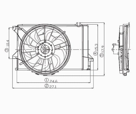 Ford 92-93 Ford Tempo/Mercury Topaz L4 Radiator & Condenser (S) Cooling Fan Assembly (1) Pc Replacement 1992,1993