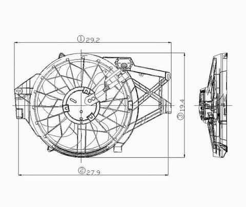 Ford 01-04 Ford Mustang 4.6L Radiator & Condenser (S) Cooling Fan Assembly (1) Pc Replacement 2001,2002,2003,2004